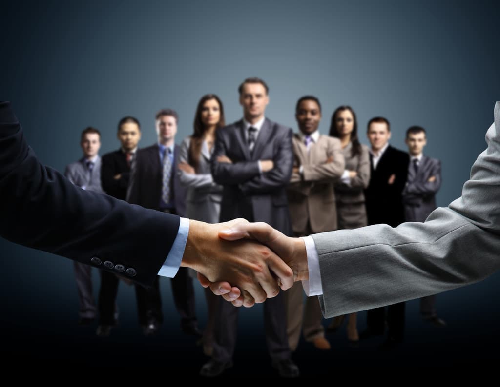 Two business people shaking hands