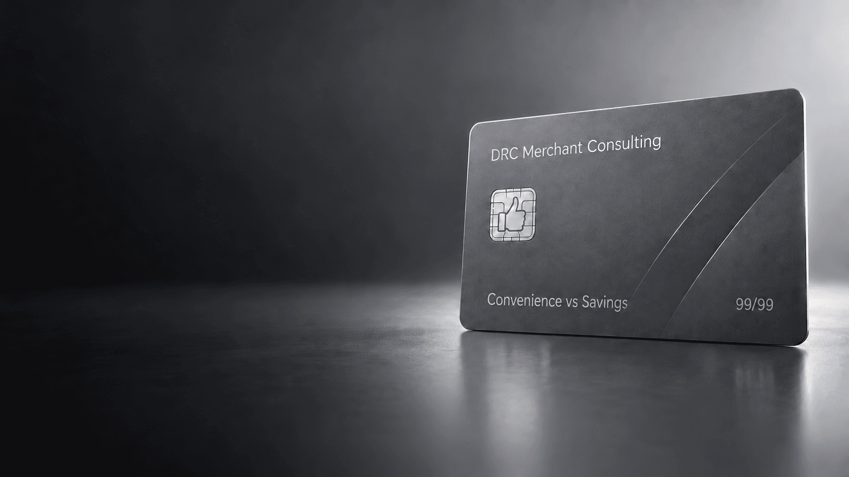 A DRC Merchant Consulting branded card reading Convenience vs Savings